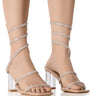 Front View Azalea Wang Bellona Nude Sandal With Embellished Coil Wrap