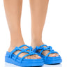 Front View Azalea Wang Benita Flat Sandal In Blue