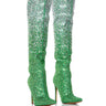 Front View Azalea Wang Bergamont Green Ombre Rhinestone Embellished Boot