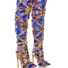 Front View Azalea Wang Berkley Blue Barocade Embellished Boot