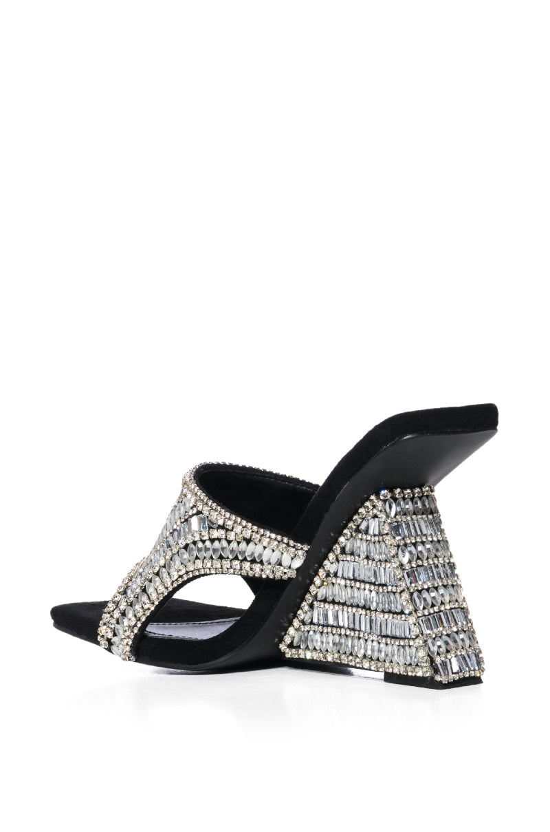 Detail View Azalea Wang Besima Silver Embellished Wedge Sandal