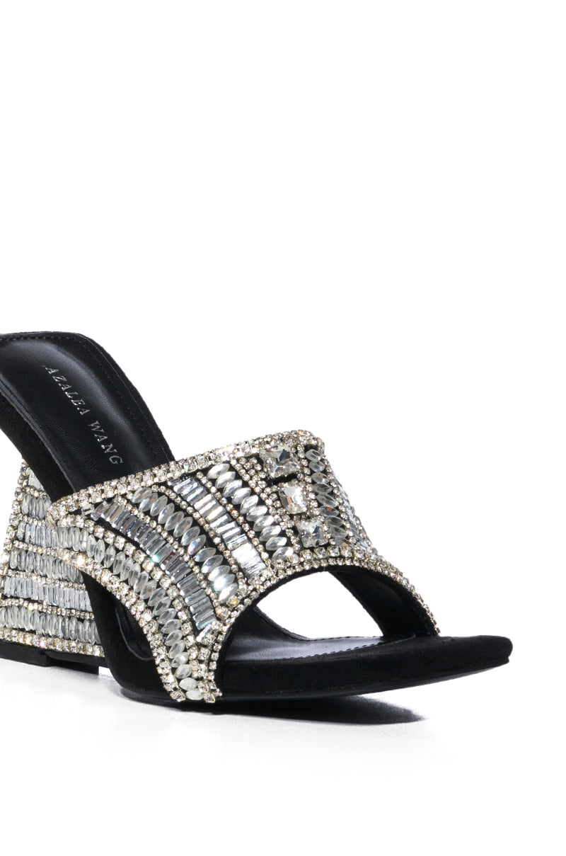 Full View Azalea Wang Besima Silver Embellished Wedge Sandal