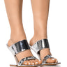 Front View Azalea Wang Bessie Metallic Wedge Sandal In Silver