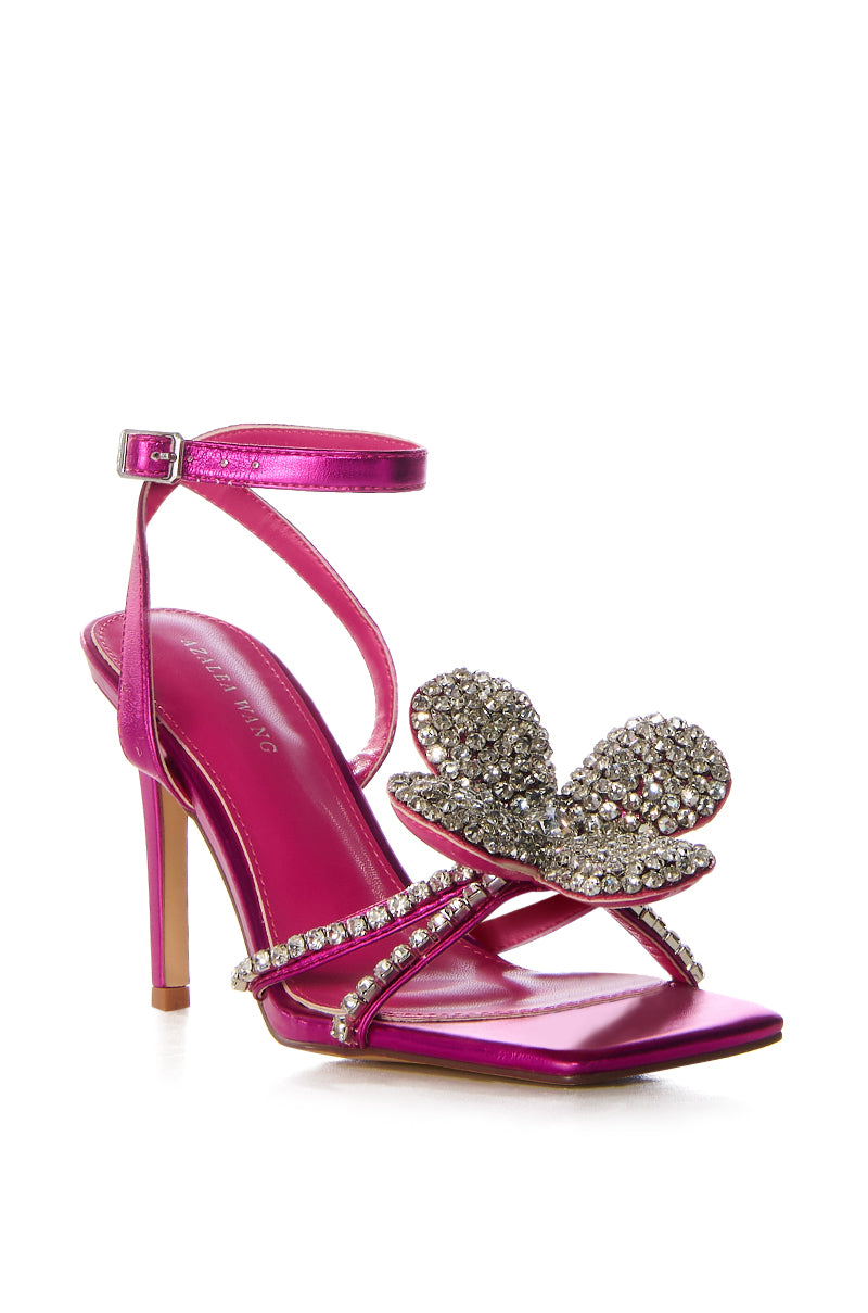 Back View Azalea Wang Bevie Fuchsia Butterfly Sandal 2
