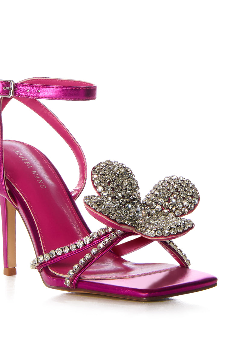 Full View Azalea Wang Bevie Fuchsia Butterfly Sandal 4