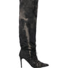 Side View Azalea Wang Bexley Acid Wash Denim Slouch Boot In Grey