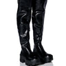 Front View Azalea Wang Big Stepper Thigh High Flatform Boot In Black