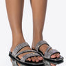 Front View Azalea Wang Bling Me Out Flat Sandal In Black