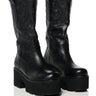 Front View Azalea Wang Blizzard Chunky Western Boot In Black