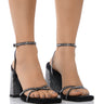 Front View Azalea Wang Blush Chunky Embellished Sandal In Black