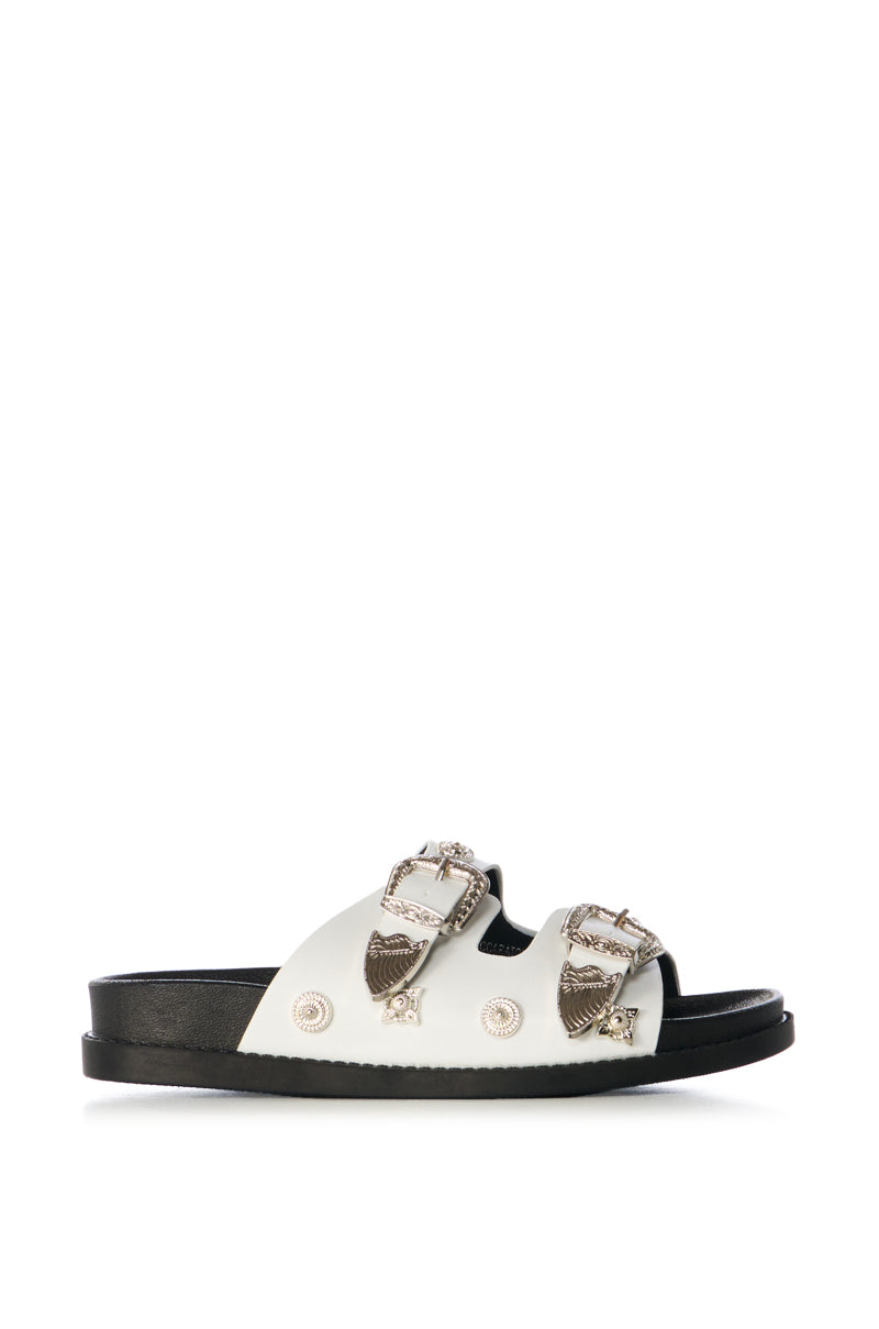 Back View Azalea Wang Boca Raton White Hardware Embellished Sandal