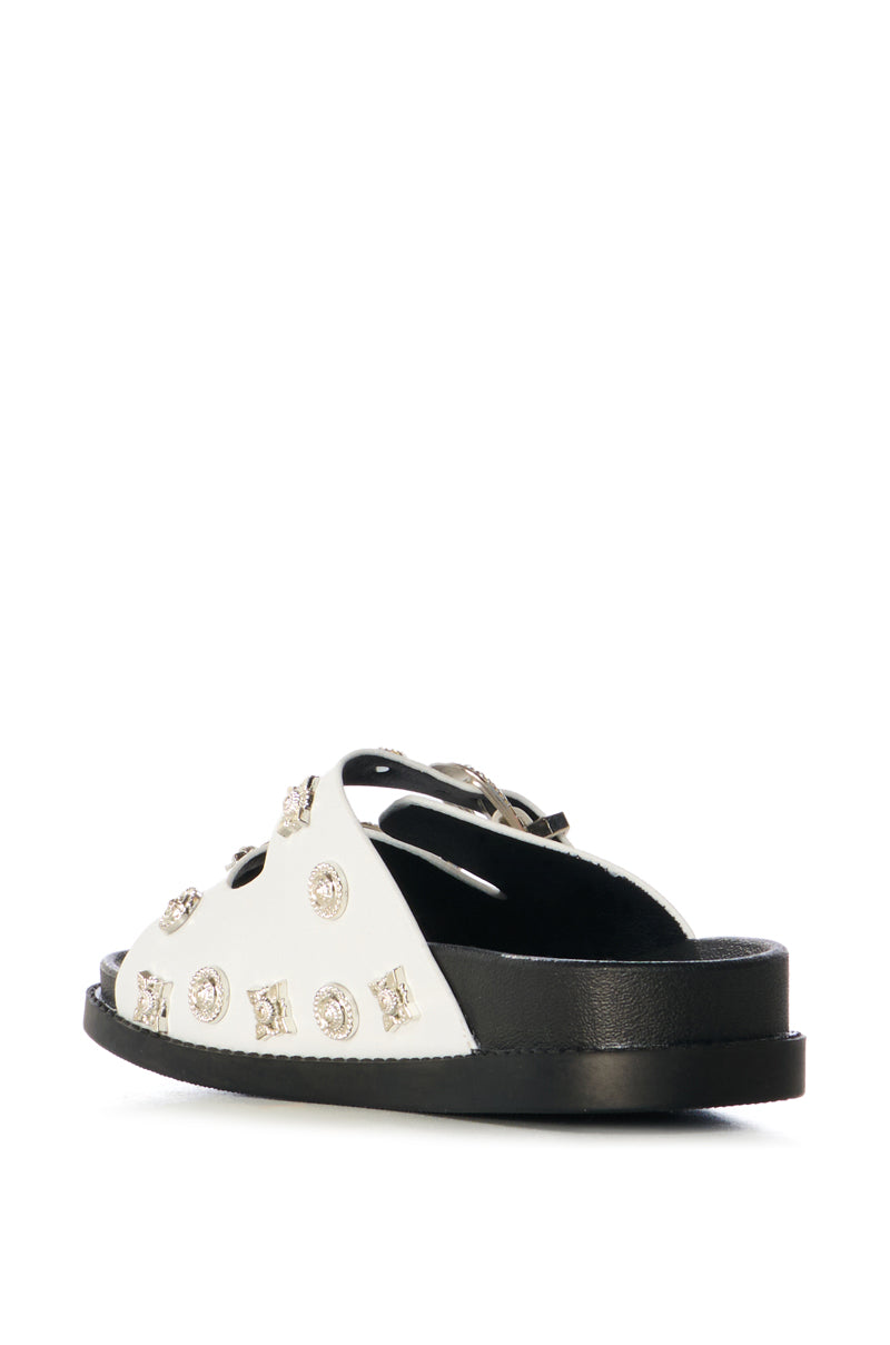 Full View Azalea Wang Boca Raton White Hardware Embellished Sandal