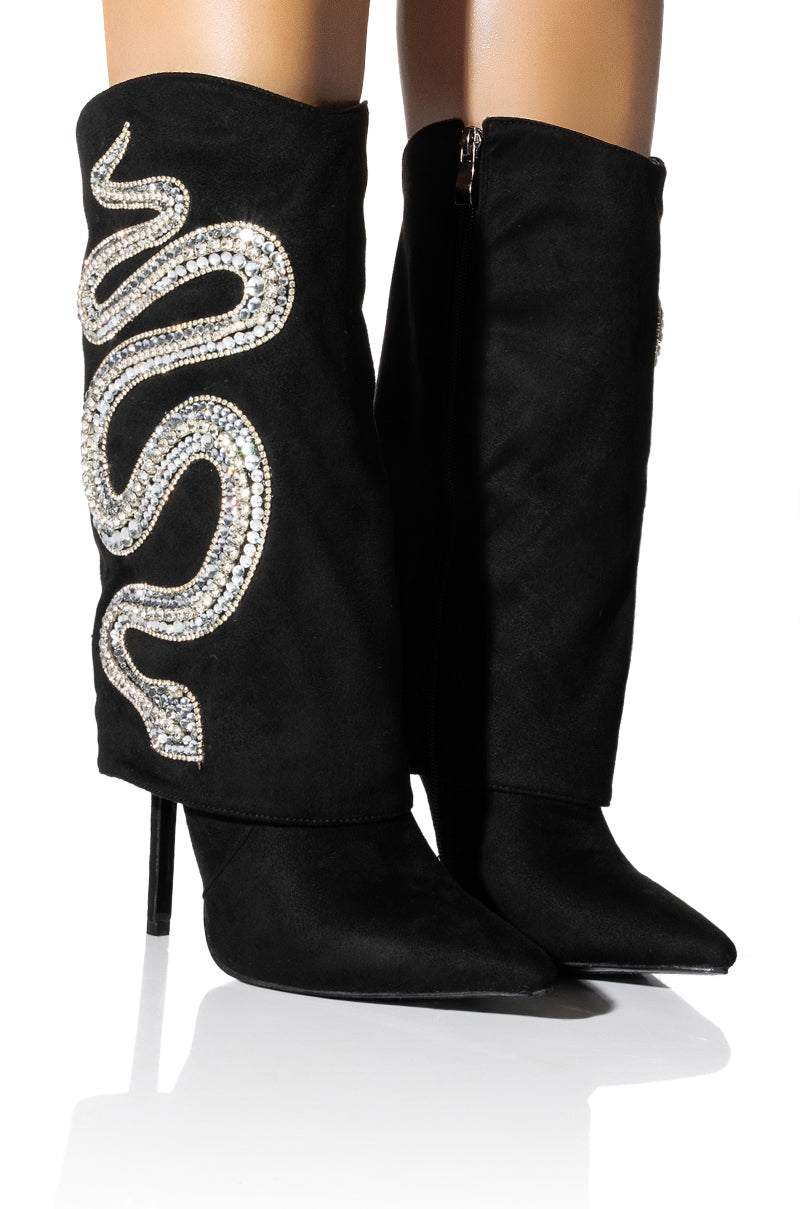 AZALEA WANG BOLD BLING SNAKE BOOTIE IN BLACK view 0