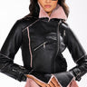 Front View Azalea Wang Bonded Bell Sleeve Moto Jacket