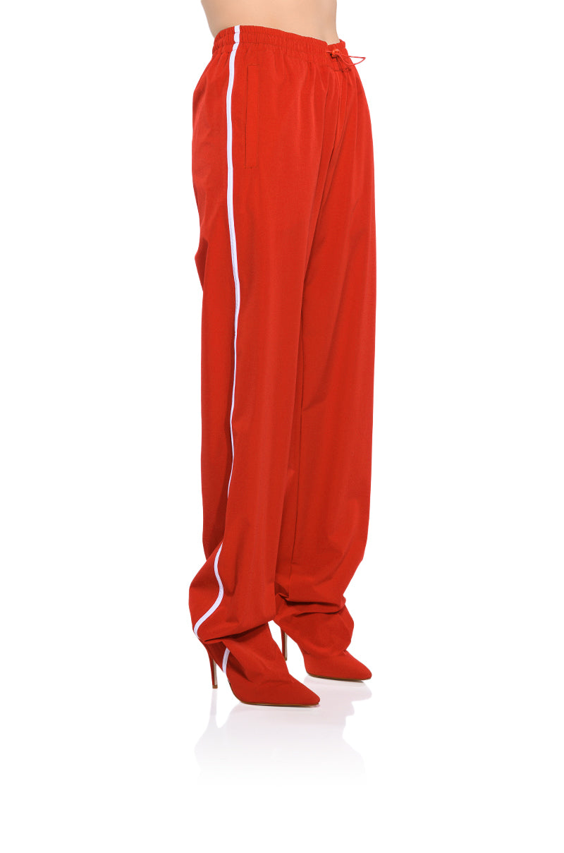Front View Azalea Wang Boot Track Pant In Sage Red 1