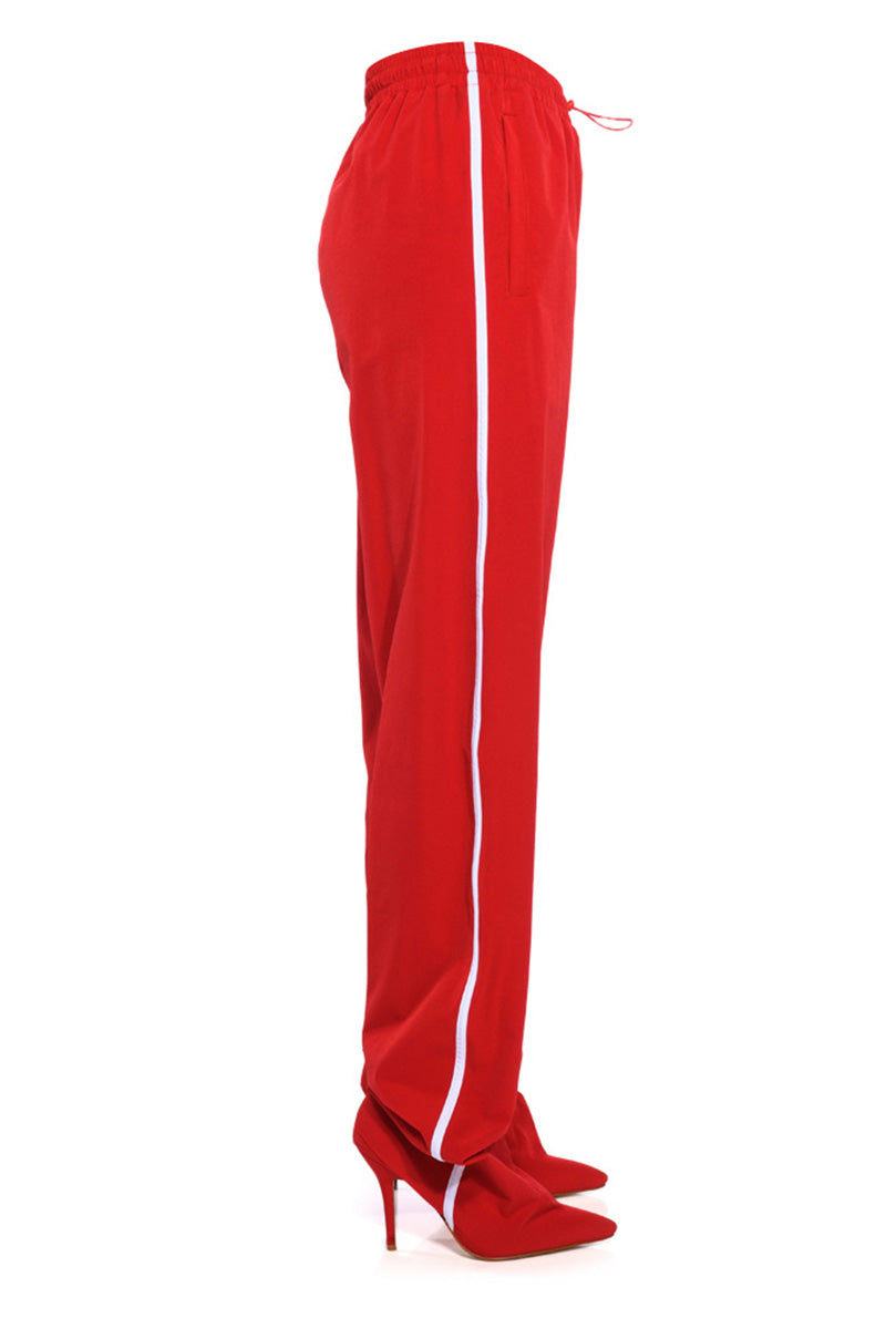 Side View Azalea Wang Boot Track Pant In Sage Red 2