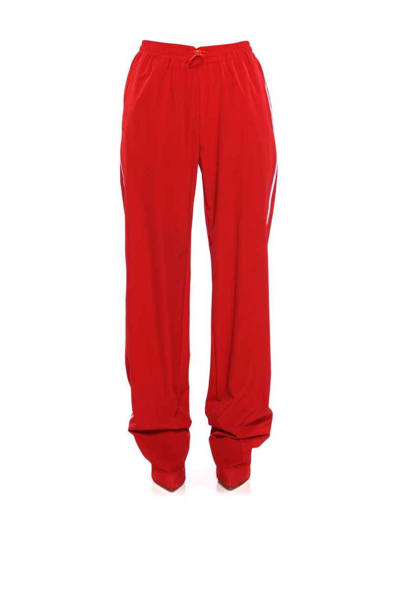 Back View Azalea Wang Boot Track Pant In Sage Red 3