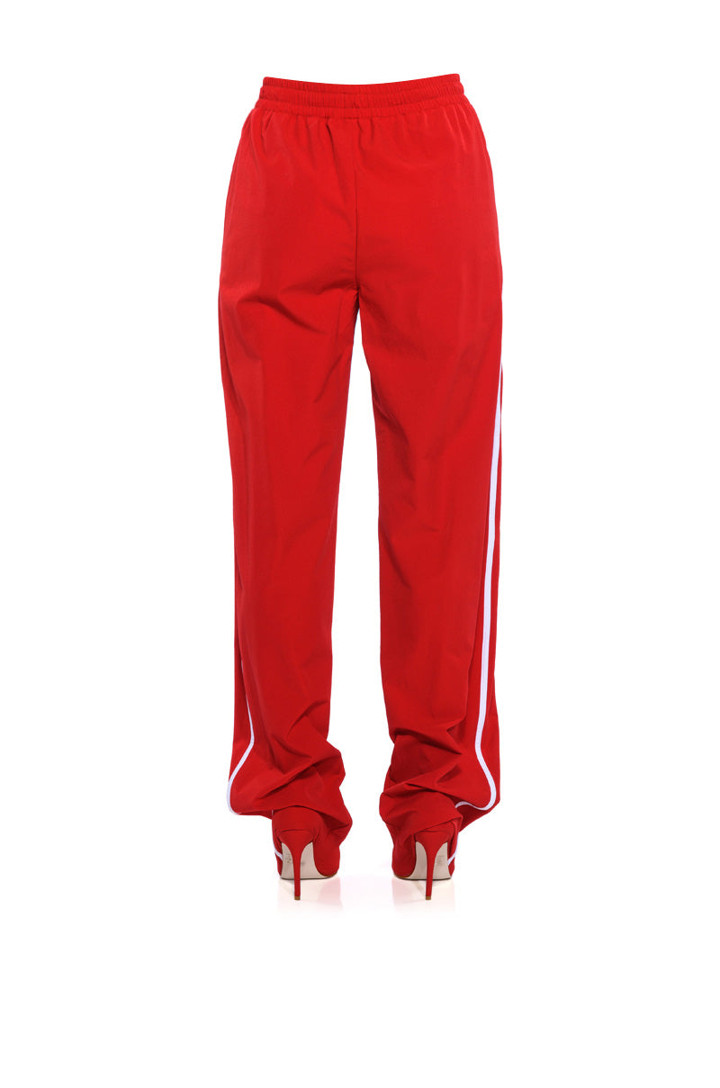 Detail View Azalea Wang Boot Track Pant In Sage Red 4