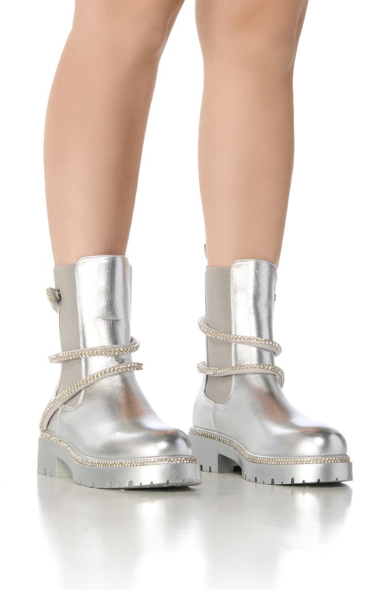 Front View Azalea Wang Brantley Silver Bootie