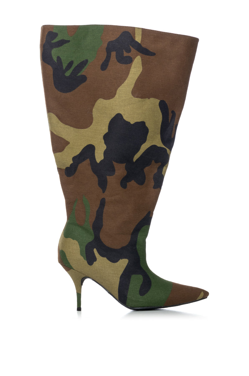 Side View Azalea Wang Brighten Camo Bucket Bootie In Brown
