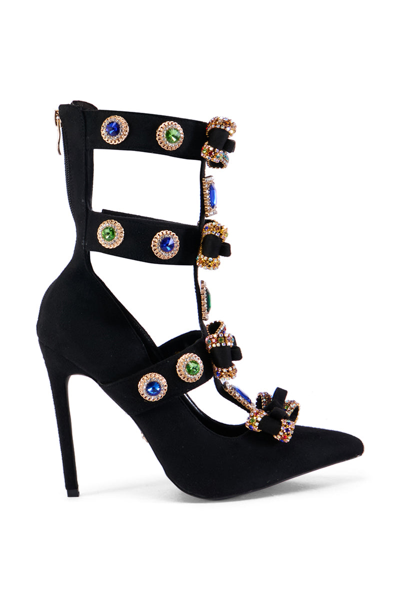 Back View Azalea Wang Brilliance Black Embellished Pump 0