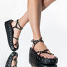 Front View Azalea Wang Bring On The Night Flatform Sandal In Black