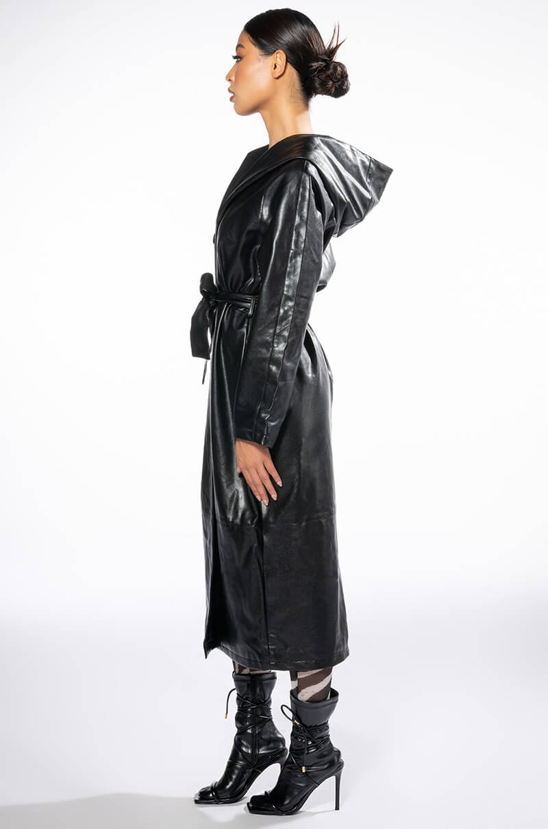Extra View Azalea Wang Bring The Drama Pu Hooded Trench Coat