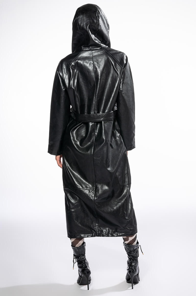 Extra View Azalea Wang Bring The Drama Pu Hooded Trench Coat