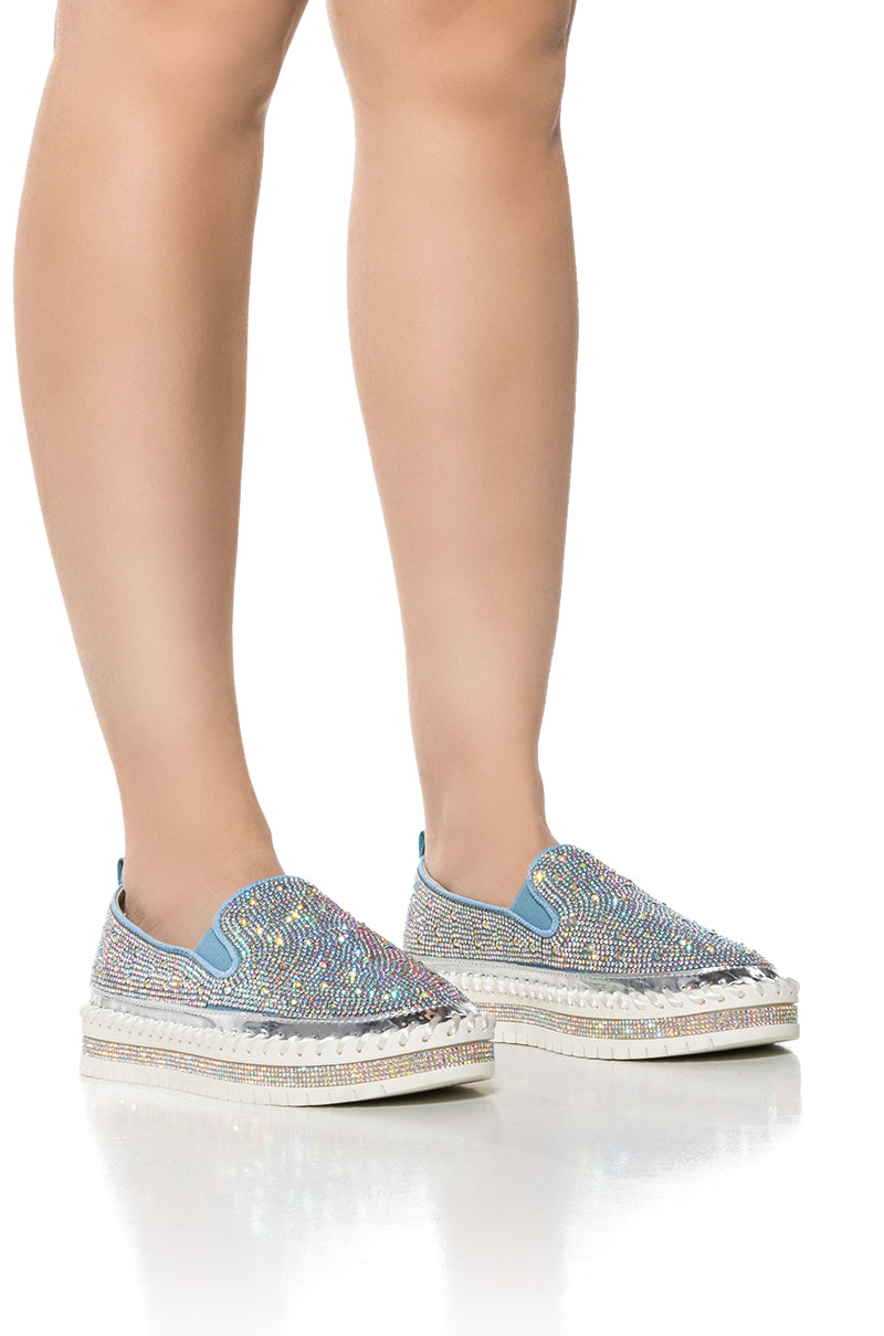 AZALEA WANG BRITTANY DENIM RHINESTONE SNEAKER view 0