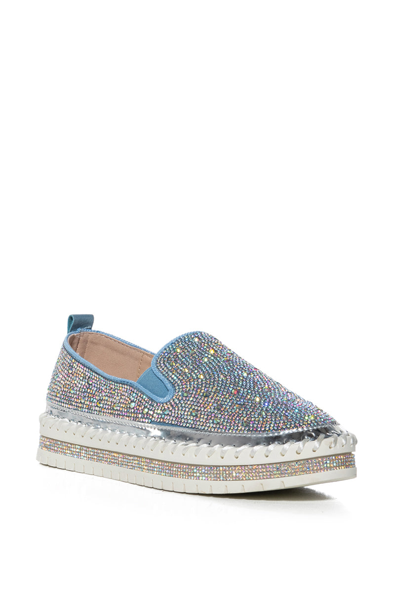 Detail View Azalea Wang Brittany Denim Rhinestone Sneaker