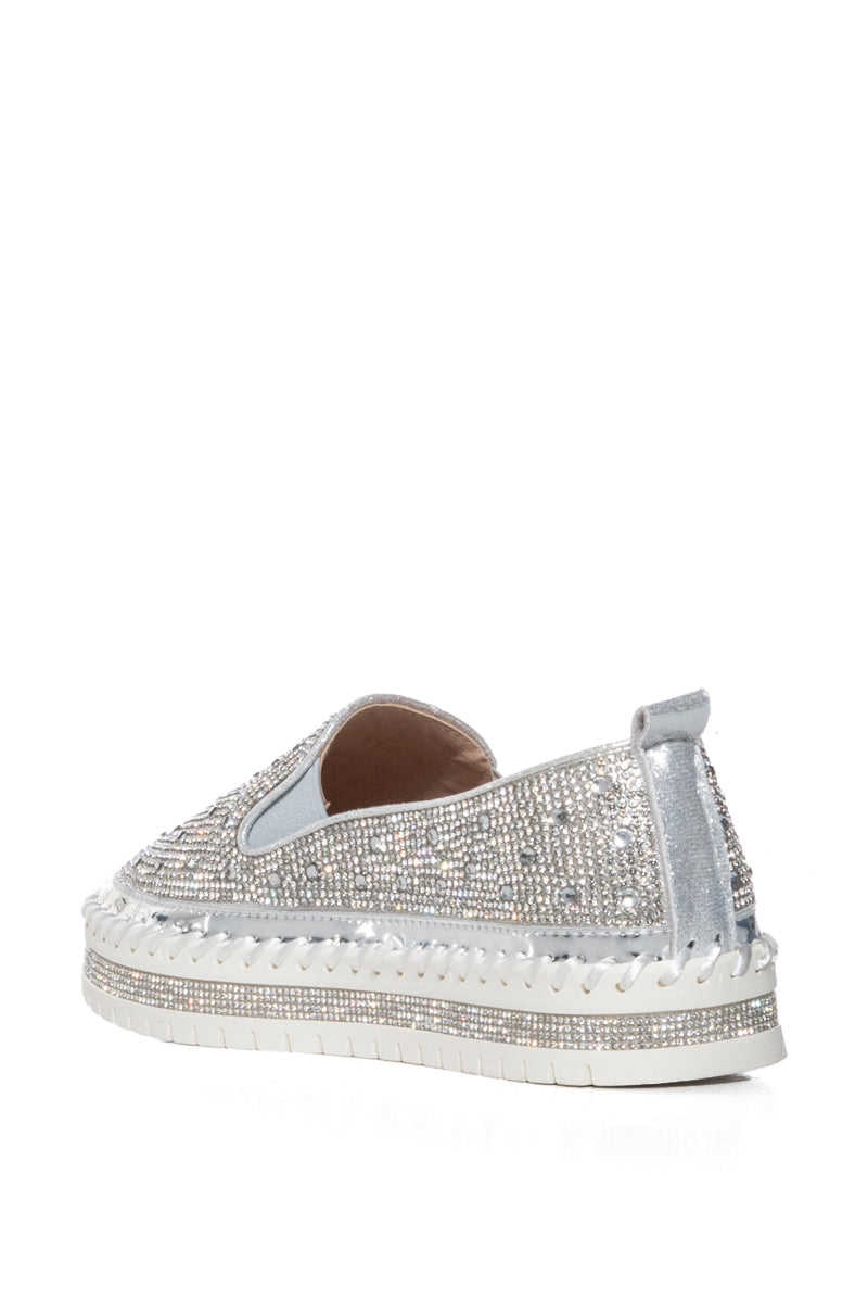 Full View Azalea Wang Brittany Silver Rhinestone Sneaker
