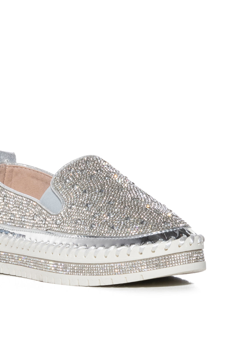 Extra View Azalea Wang Brittany Silver Rhinestone Sneaker