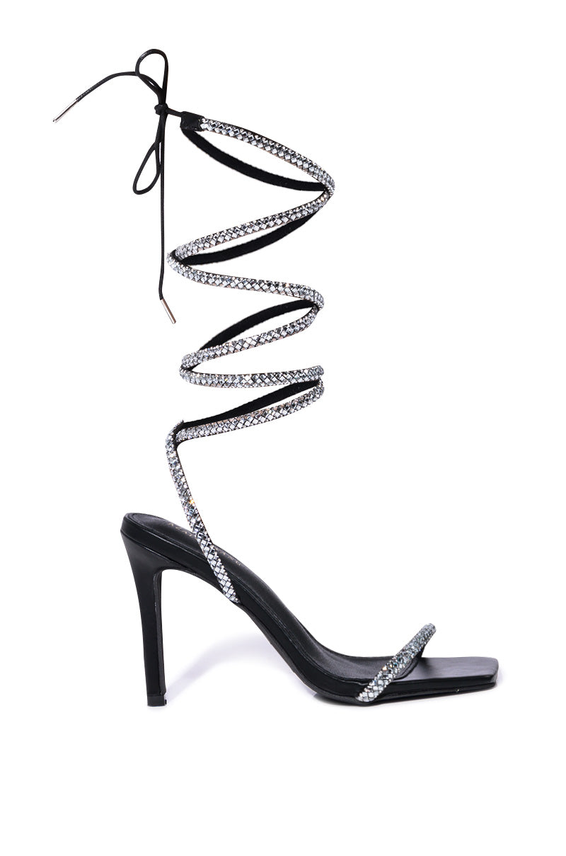 Side View Azalea Wang Bromley Strappy Sandal In Black 2