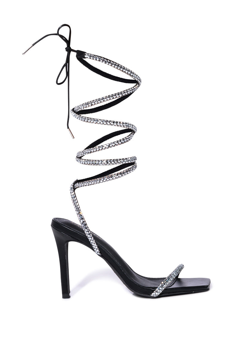 Side View Azalea Wang Bromley Strappy Sandal In Black 1