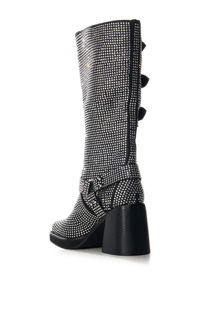 Detail View Azalea Wang Bronson Black Rhinestone Embellished Boot 4