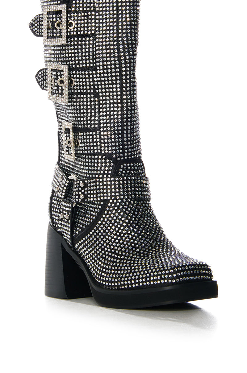 Full View Azalea Wang Bronson Black Rhinestone Embellished Boot 5