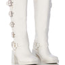 Front View Azalea Wang Bronson White Chunky Boot With Buckle Detail