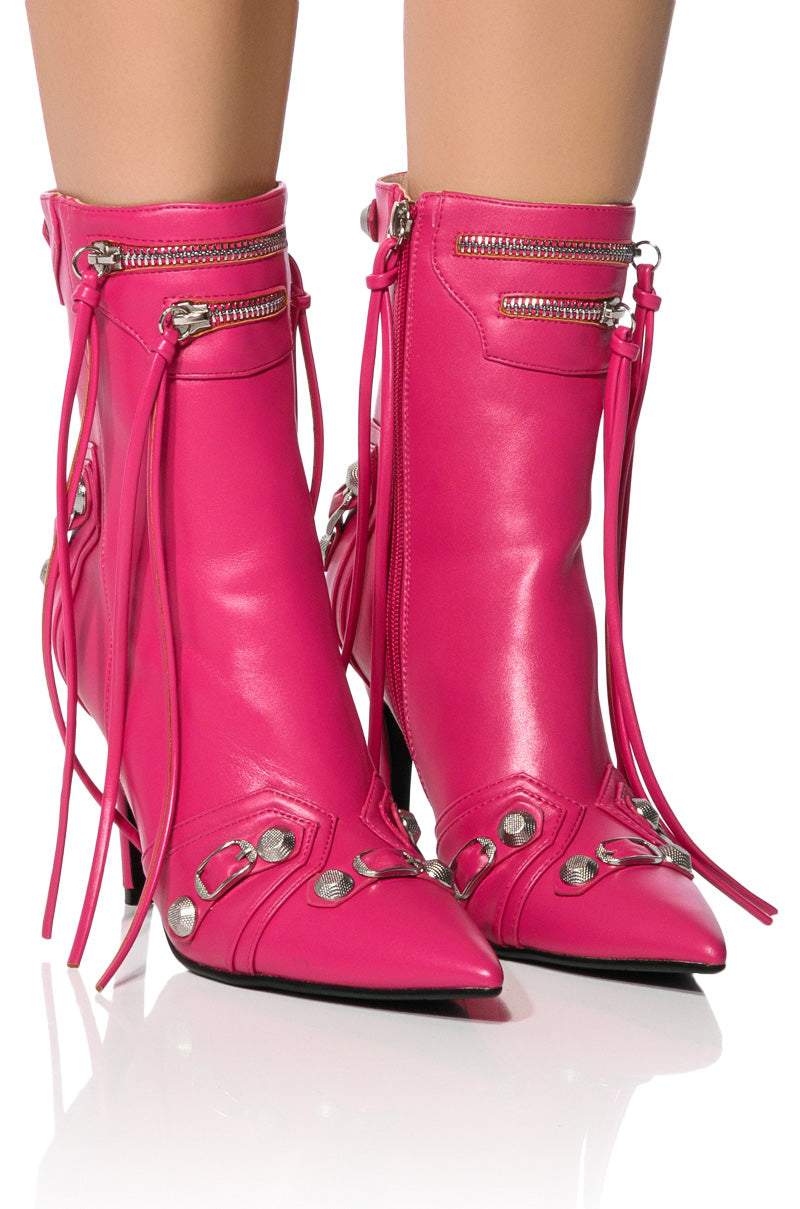 Front View Azalea Wang Brooklyn Pu Bootie In Pink