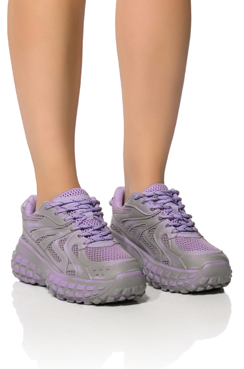 Front View Azalea Wang Brunch Mode Sneaker In Purple