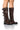 Front View Azalea Wang Buckled Up Brown Riding Bootie