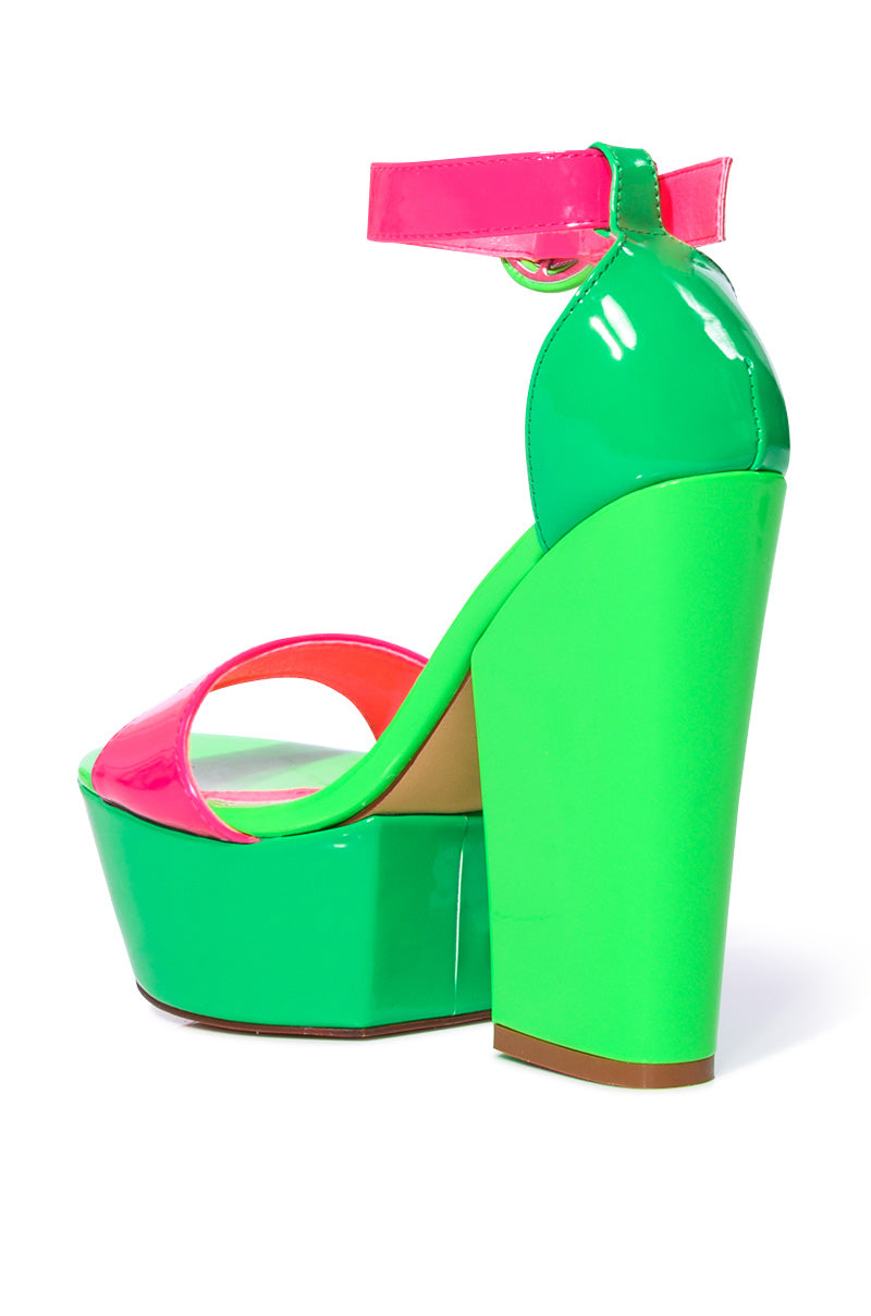Detail View Azalea Wang Butterscotch Color Blocked Sandal In Green