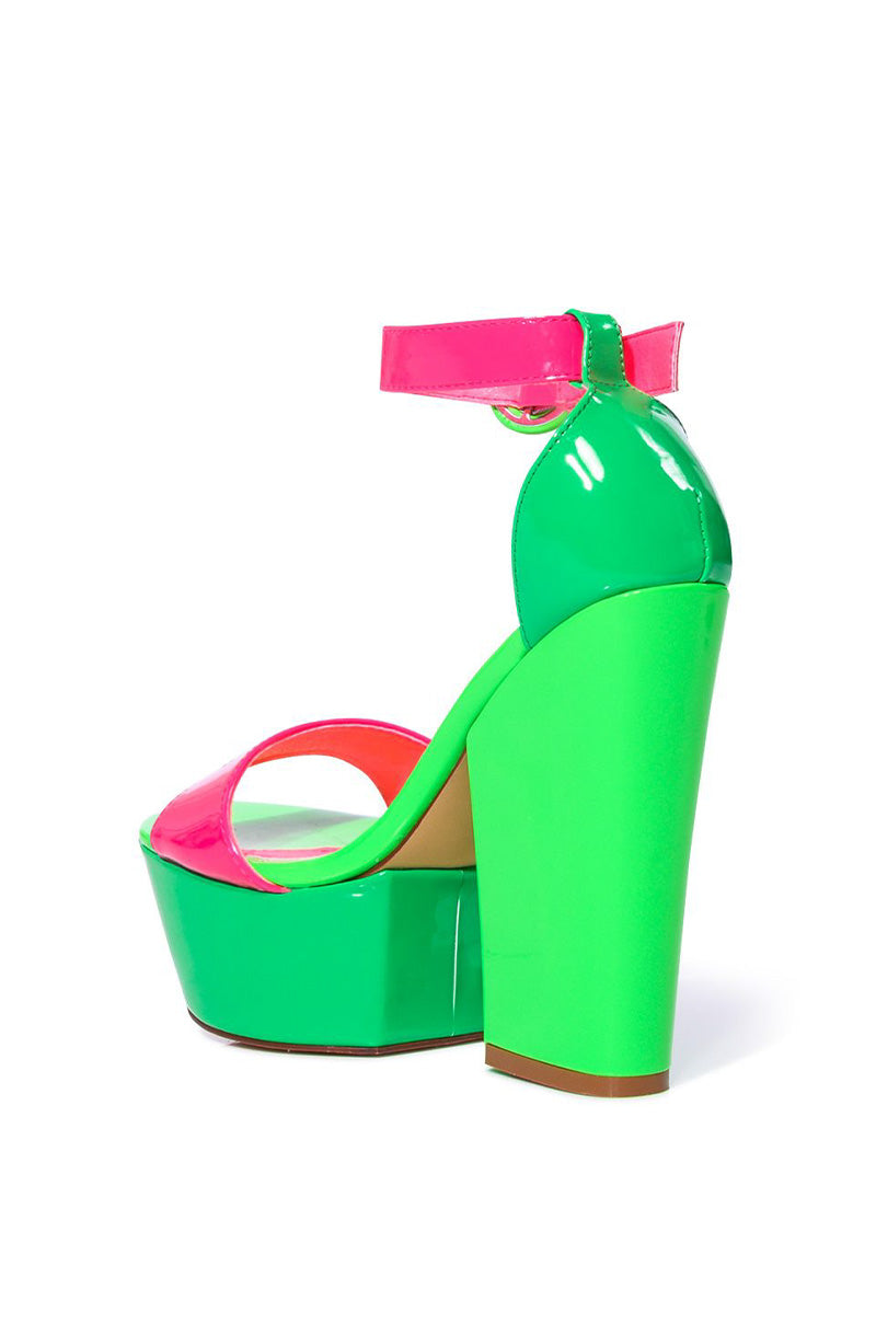 Detail View Azalea Wang Butterscotch Color Blocked Sandal In Green