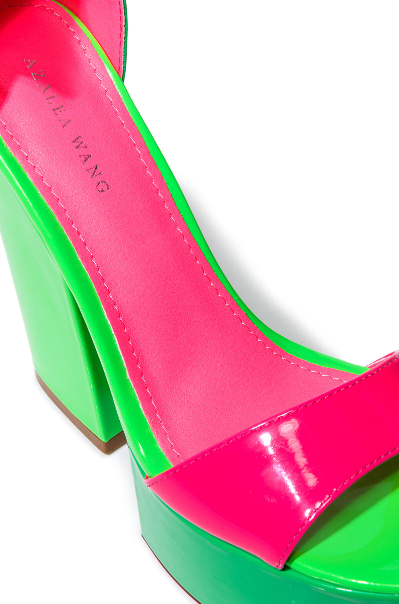 Full View Azalea Wang Butterscotch Color Blocked Sandal In Green