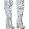 Front View Azalea Wang Caffeine Silver Chunky Slouch Bootie