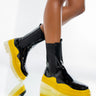 Front View Azalea Wang Call It What You Want Flatform Bootie In Black Multi