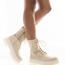 Front View Azalea Wang Call Me Dramatic Flatform Bootie In Bone