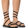 Front View Azalea Wang Calm Down Coil Flat Sandal In Black