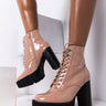 Front View Azalea Wang Cant Go To Sleep Chunky Bootie In Dark Nude in Dark Nude