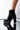 Front View Azalea Wang Cant Go To Sleep Chunky Heel Lace Up Bootie in Black Patent