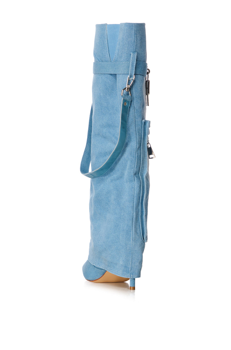 Detail View Azalea Wang Capala Denim Fold Over Boot